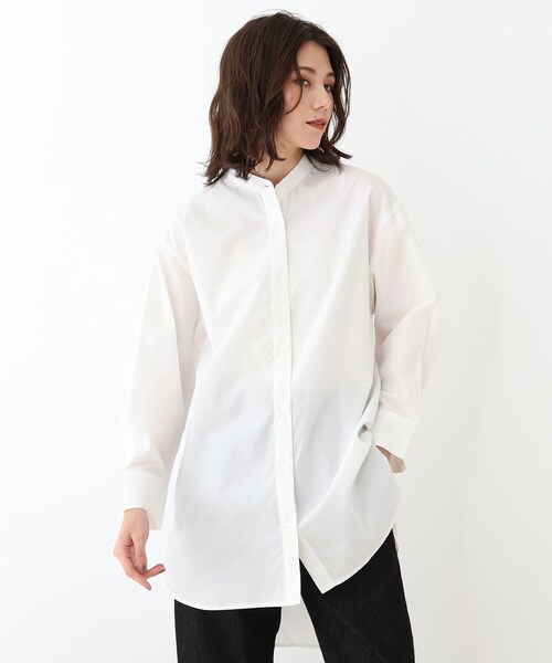SHOO・LA・RUE(シューラルー)の「◆シンプルバンドカラーシャツ(シャツ/ブラウス・レディース・ダークブラウン/ライトベージュ/ホワイト系/ピンク系・02/03/04)」の2枚目の写真
