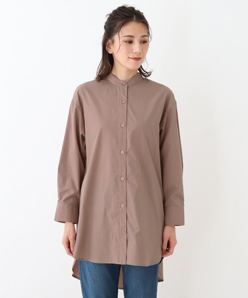 SHOO・LA・RUE(シューラルー)の「◆シンプルバンドカラーシャツ(シャツ/ブラウス・レディース・ダークブラウン/ライトベージュ/ホワイト系/ピンク系・02/03/04)」の5枚目の写真
