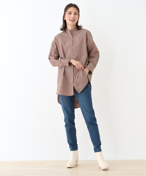 SHOO・LA・RUE(シューラルー)の「◆シンプルバンドカラーシャツ(シャツ/ブラウス・レディース・ダークブラウン/ライトベージュ/ホワイト系/ピンク系・02/03/04)」の12枚目の写真