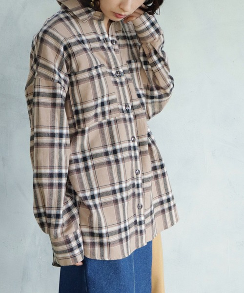 BKhome（ビーケーホーム）の「サキゾメチェックCPO（シャツ/ブラウス・レディース・マルチ/ベージュ/ブラック・FREE）」の10枚目の写真