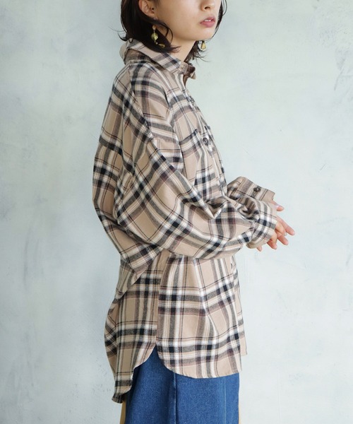 BKhome（ビーケーホーム）の「サキゾメチェックCPO（シャツ/ブラウス・レディース・マルチ/ベージュ/ブラック・FREE）」の8枚目の写真