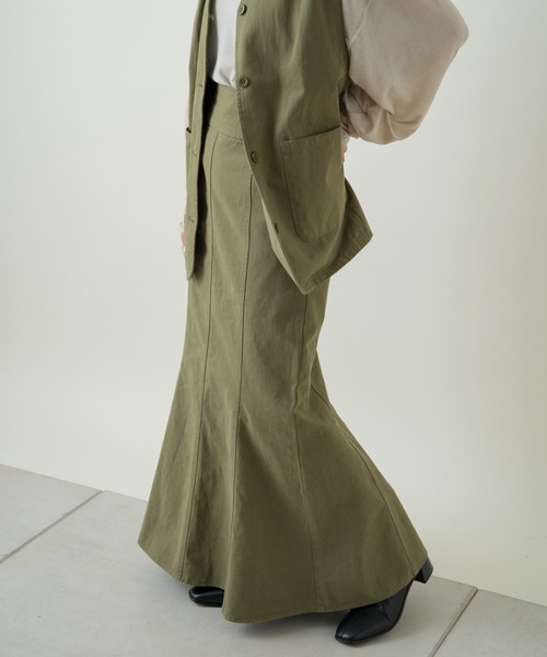 Kastane（カスタネ）の「SETUPミリタリーマーメイドスカート（スカート・レディース・アイボリー/カーキ/ブラック/ダークブラウン・FREE/1/2）」の4枚目の写真