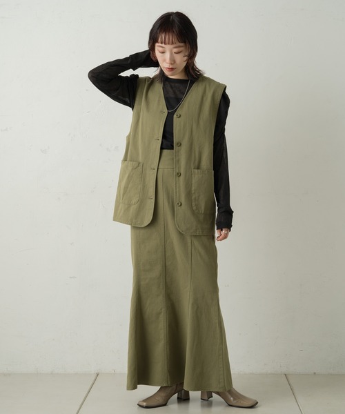 Kastane（カスタネ）の「SETUPミリタリーマーメイドスカート（スカート・レディース・アイボリー/カーキ/ブラック/ダークブラウン・FREE/1/2）」の9枚目の写真