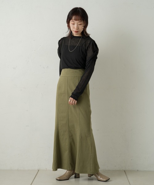 Kastane（カスタネ）の「SETUPミリタリーマーメイドスカート（スカート・レディース・アイボリー/カーキ/ブラック/ダークブラウン・FREE/1/2）」の19枚目の写真