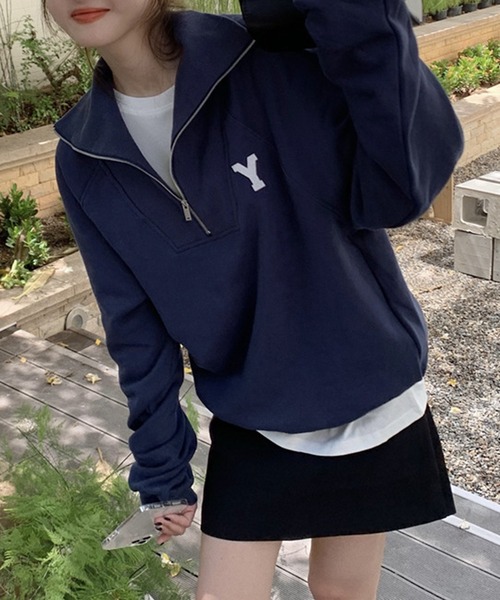 aimoha（アイモハ）の「ハーフジップスウェット（スウェット・レディース・ネイビー/ライトグレー・FREE）」の19枚目の写真