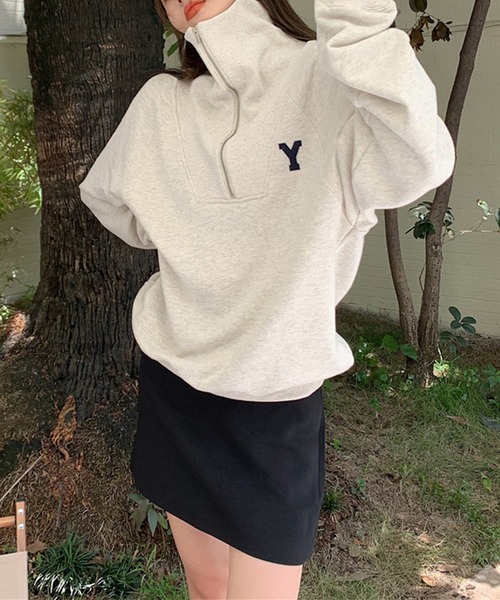 aimoha（アイモハ）の「ハーフジップスウェット（スウェット・レディース・ネイビー/ライトグレー・FREE）」の11枚目の写真