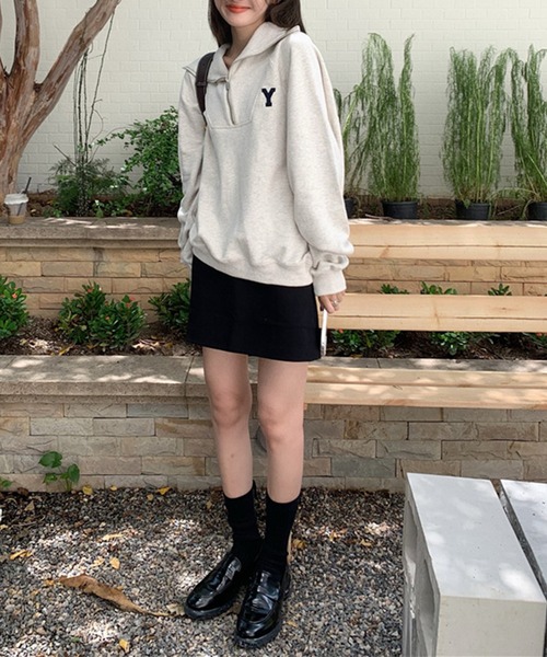 aimoha（アイモハ）の「ハーフジップスウェット（スウェット・レディース・ネイビー/ライトグレー・FREE）」の17枚目の写真