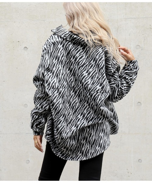 ANAP(アナップ)の「ゼブラオーバーシャツジャケット(カバーオール・レディース・ブラック/ブラウン・FREE)」の7枚目の写真