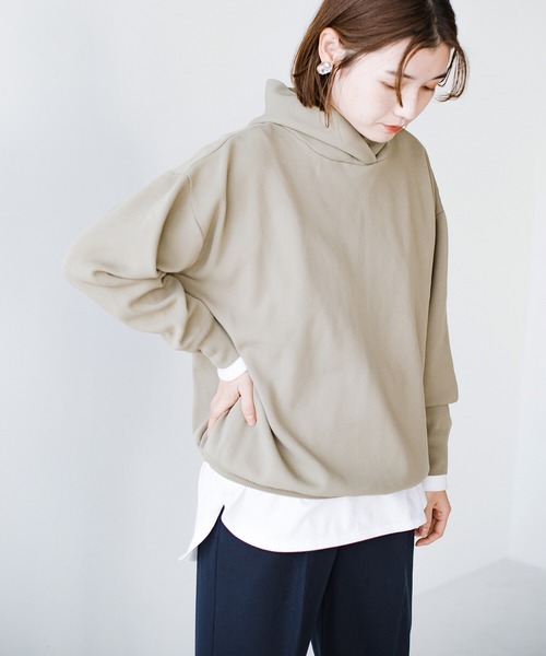 haco!（ハコ）の「カジュアルすぎずに大人が着られる便利なニットパーカー by que made me（パーカー・レディース・ネイビー/ベージュ・SMALL/MEDIUM/LARGE/X-LARGE）」の5枚目の写真