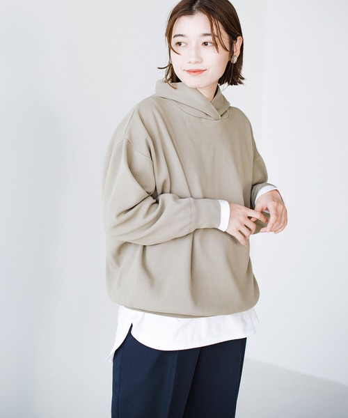 haco!（ハコ）の「カジュアルすぎずに大人が着られる便利なニットパーカー by que made me（パーカー・レディース・ネイビー/ベージュ・SMALL/MEDIUM/LARGE/X-LARGE）」の6枚目の写真