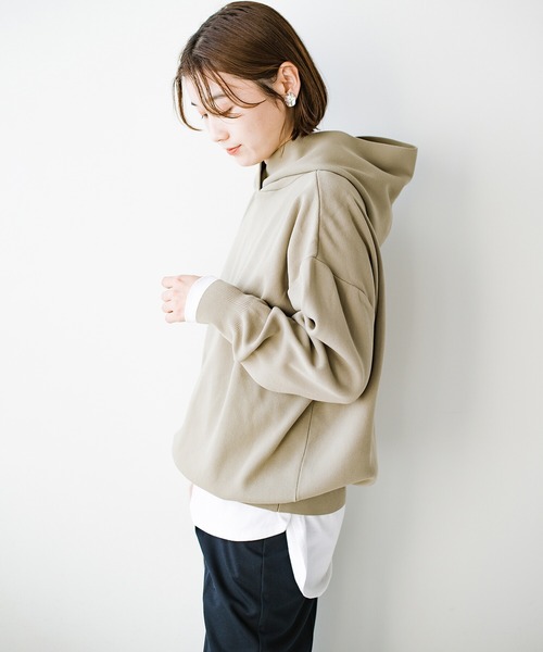 haco!（ハコ）の「カジュアルすぎずに大人が着られる便利なニットパーカー by que made me（パーカー・レディース・ネイビー/ベージュ・SMALL/MEDIUM/LARGE/X-LARGE）」の7枚目の写真