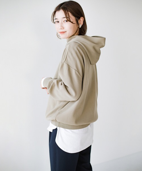 haco!（ハコ）の「カジュアルすぎずに大人が着られる便利なニットパーカー by que made me（パーカー・レディース・ネイビー/ベージュ・SMALL/MEDIUM/LARGE/X-LARGE）」の10枚目の写真