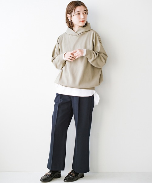 haco!（ハコ）の「カジュアルすぎずに大人が着られる便利なニットパーカー by que made me（パーカー・レディース・ネイビー/ベージュ・SMALL/MEDIUM/LARGE/X-LARGE）」の3枚目の写真