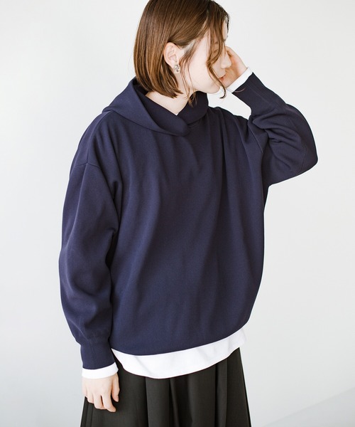 haco!（ハコ）の「カジュアルすぎずに大人が着られる便利なニットパーカー by que made me（パーカー・レディース・ネイビー/ベージュ・SMALL/MEDIUM/LARGE/X-LARGE）」の16枚目の写真