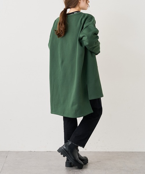 PUAL CE CIN（ピュアルセシン）の「【Du noir】裏起毛スナップボタンロングカーディガン（カーディガン/ボレロ・レディース・ブラック/グレー/モスグリーン・FREE）」の6枚目の写真