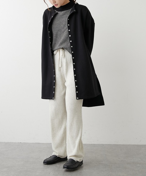 PUAL CE CIN（ピュアルセシン）の「【Du noir】裏起毛スナップボタンロングカーディガン（カーディガン/ボレロ・レディース・ブラック/グレー/モスグリーン・FREE）」の10枚目の写真