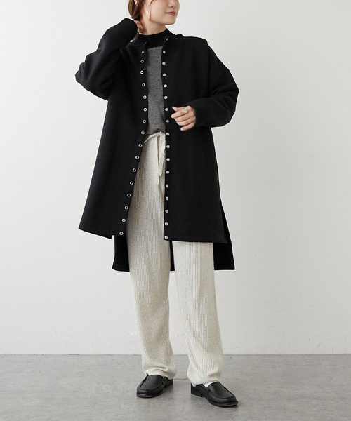 PUAL CE CIN（ピュアルセシン）の「【Du noir】裏起毛スナップボタンロングカーディガン（カーディガン/ボレロ・レディース・ブラック/グレー/モスグリーン・FREE）」の11枚目の写真