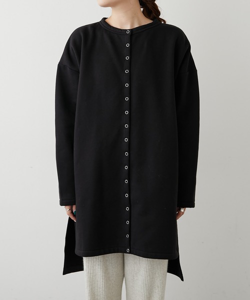 PUAL CE CIN（ピュアルセシン）の「【Du noir】裏起毛スナップボタンロングカーディガン（カーディガン/ボレロ・レディース・ブラック/グレー/モスグリーン・FREE）」の13枚目の写真