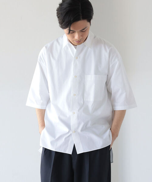 BEAMS LIGHTS（ビームスライツ）の「BEAMS LIGHTS / トーマスメイソン ブロード 半袖 シャツ（シャツ/ブラウス・メンズ・ホワイト/ベージュ・1/2/4/3）」の4枚目の写真