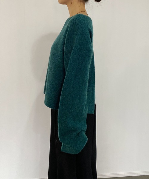 CAPRICIEUX LE'MAGE（カプリシューレマージュ）の「アルパカ2WAYクロップニット（ニット/セーター・レディース・オフホワイト/チャコールグレー/グリーン・FREE）」の8枚目の写真