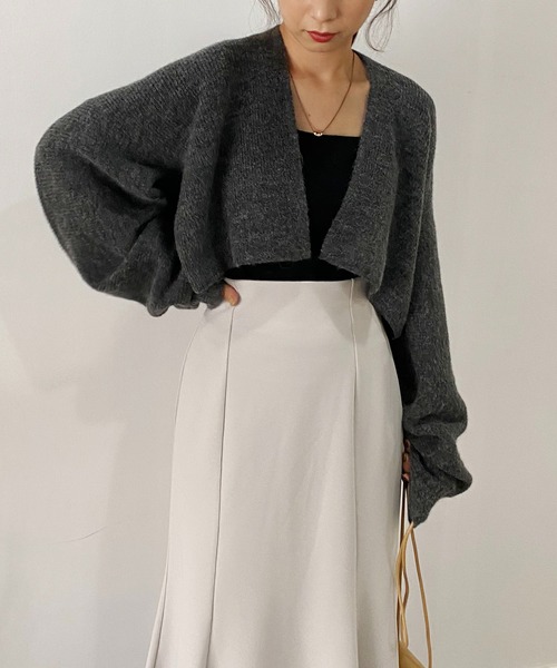 CAPRICIEUX LE'MAGE（カプリシューレマージュ）の「アルパカ2WAYクロップニット（ニット/セーター・レディース・オフホワイト/チャコールグレー/グリーン・FREE）」の19枚目の写真