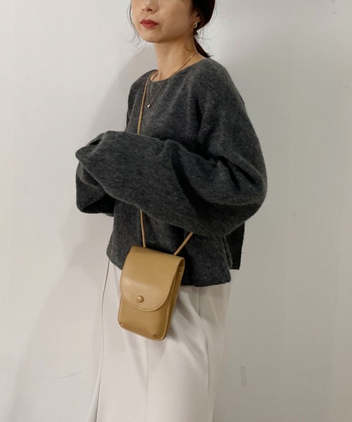 CAPRICIEUX LE'MAGE（カプリシューレマージュ）の「アルパカ2WAYクロップニット（ニット/セーター・レディース・オフホワイト/チャコールグレー/グリーン・FREE）」の17枚目の写真