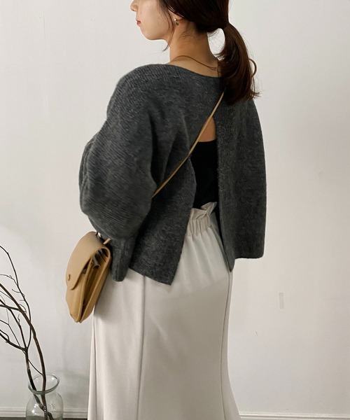 CAPRICIEUX LE'MAGE（カプリシューレマージュ）の「アルパカ2WAYクロップニット（ニット/セーター・レディース・オフホワイト/チャコールグレー/グリーン・FREE）」の18枚目の写真