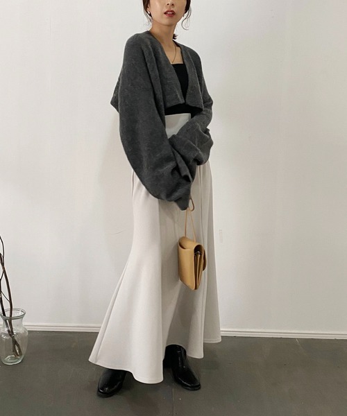 CAPRICIEUX LE'MAGE（カプリシューレマージュ）の「アルパカ2WAYクロップニット（ニット/セーター・レディース・オフホワイト/チャコールグレー/グリーン・FREE）」の21枚目の写真