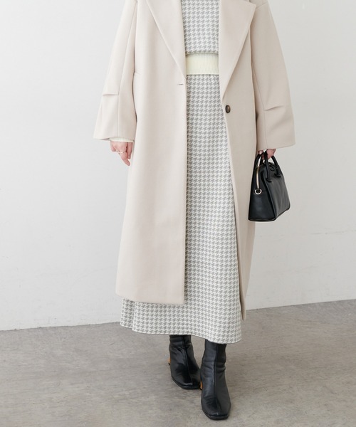 natural couture（ナチュラルクチュール）の「千鳥格子ダブルジャガードニットスカート（スカート・レディース・ネイビー/ブラウン/グレー・FREE）」の10枚目の写真