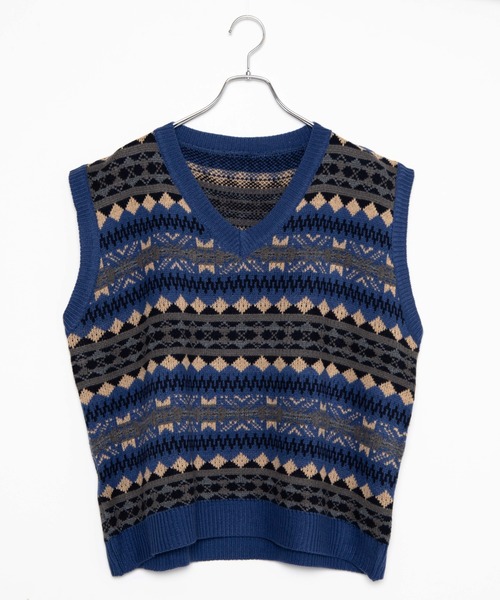 WEGO（ウィゴー）の「WEGO/ノルディックボーダーベスト（ベスト・メンズ・ブルー系その他/ベージュ系その他・FREE）」の20枚目の写真