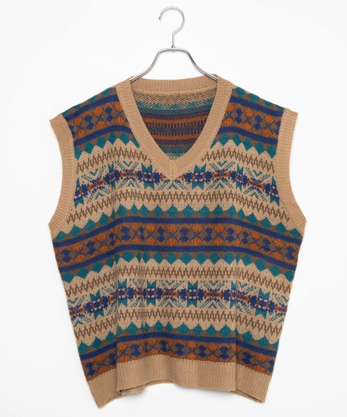 WEGO（ウィゴー）の「WEGO/ノルディックボーダーベスト（ベスト・メンズ・ブルー系その他/ベージュ系その他・FREE）」の21枚目の写真