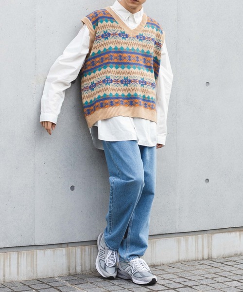 WEGO（ウィゴー）の「WEGO/ノルディックボーダーベスト（ベスト・メンズ・ブルー系その他/ベージュ系その他・FREE）」の11枚目の写真