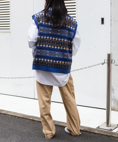 WEGO（ウィゴー）の「WEGO/ノルディックボーダーベスト（ベスト・メンズ・ブルー系その他/ベージュ系その他・FREE）」の8枚目の写真