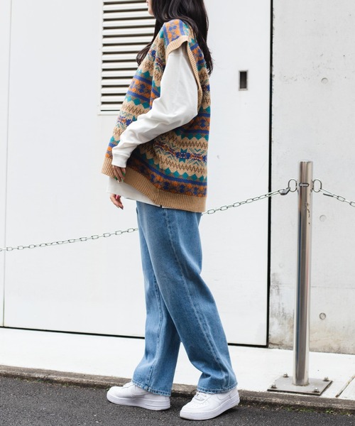 WEGO（ウィゴー）の「WEGO/ノルディックボーダーベスト（ベスト・メンズ・ブルー系その他/ベージュ系その他・FREE）」の5枚目の写真