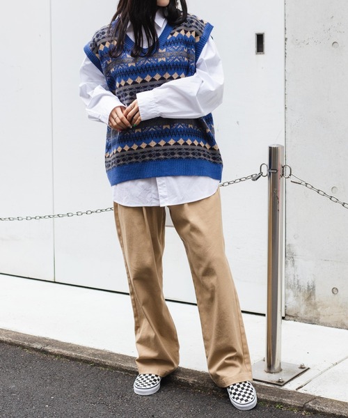 WEGO（ウィゴー）の「WEGO/ノルディックボーダーベスト（ベスト・メンズ・ブルー系その他/ベージュ系その他・FREE）」の7枚目の写真