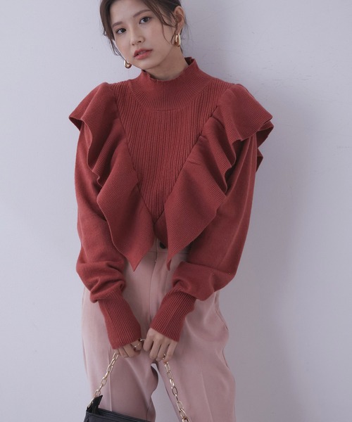 vis-`a-vis（ビサビ）の「【WEB限定】魅せるフリルニットプルオーバー（ニット/セーター・レディース・ブラック/グレー/キナリ/ピンク系その他2・FREE）」の4枚目の写真