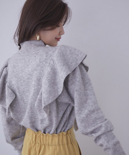 vis-`a-vis（ビサビ）の「【WEB限定】魅せるフリルニットプルオーバー（ニット/セーター・レディース・ブラック/グレー/キナリ/ピンク系その他2・FREE）」の9枚目の写真