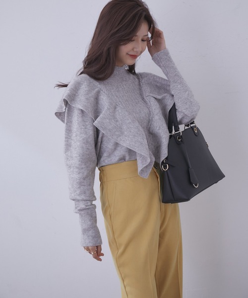 vis-`a-vis（ビサビ）の「【WEB限定】魅せるフリルニットプルオーバー（ニット/セーター・レディース・ブラック/グレー/キナリ/ピンク系その他2・FREE）」の10枚目の写真