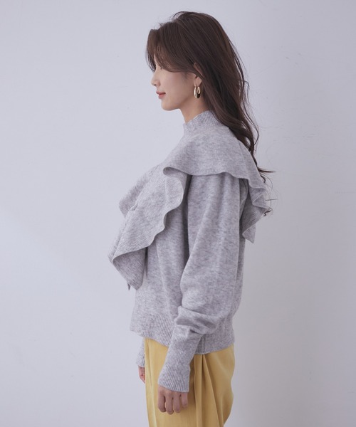 vis-`a-vis（ビサビ）の「【WEB限定】魅せるフリルニットプルオーバー（ニット/セーター・レディース・ブラック/グレー/キナリ/ピンク系その他2・FREE）」の12枚目の写真