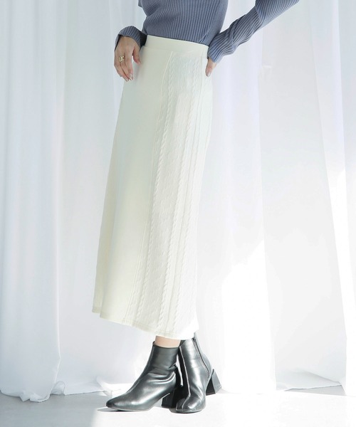 ENNEA(エンネア)の「【2021AW】段ボールニット切り替えタイトスカート(カット裏付き)(スカート・レディース・ブラック/グレー/アイボリー・38)」の2枚目の写真