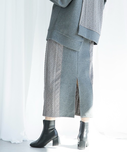ENNEA(エンネア)の「【2021AW】段ボールニット切り替えタイトスカート(カット裏付き)(スカート・レディース・ブラック/グレー/アイボリー・38)」の12枚目の写真
