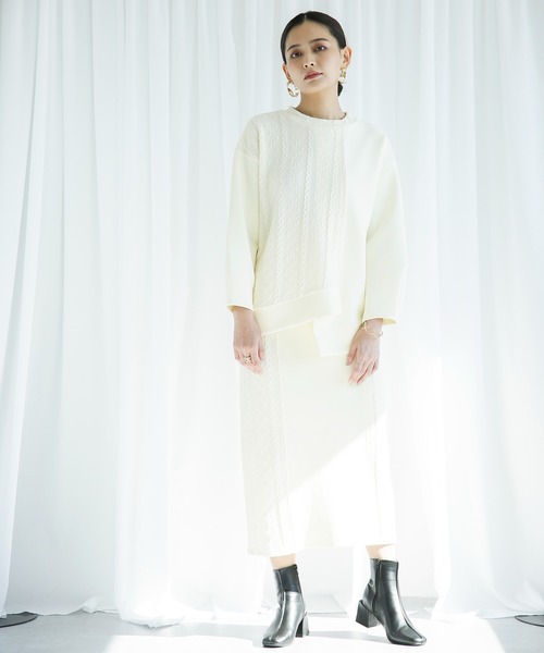 ENNEA(エンネア)の「【2021AW】段ボールニット切り替えタイトスカート(カット裏付き)(スカート・レディース・ブラック/グレー/アイボリー・38)」の11枚目の写真