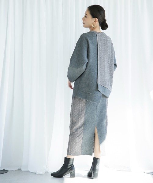 ENNEA(エンネア)の「【2021AW】段ボールニット切り替えタイトスカート(カット裏付き)(スカート・レディース・ブラック/グレー/アイボリー・38)」の8枚目の写真