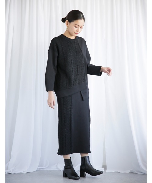 ENNEA(エンネア)の「【2021AW】段ボールニット切り替えタイトスカート(カット裏付き)(スカート・レディース・ブラック/グレー/アイボリー・38)」の14枚目の写真