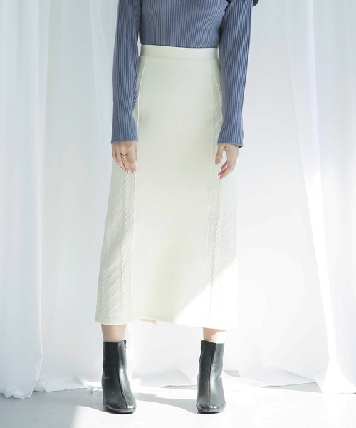 ENNEA(エンネア)の「【2021AW】段ボールニット切り替えタイトスカート(カット裏付き)(スカート・レディース・ブラック/グレー/アイボリー・38)」の5枚目の写真