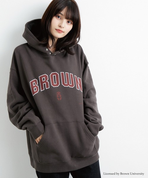JUNRED（ジュンレッド）の「BROWN UNIVERSITY×JUNRed カレッジロゴプルパーカー（パーカー・メンズ・チャコールグレー/ライトグレー/グリーン・L/M）」の5枚目の写真