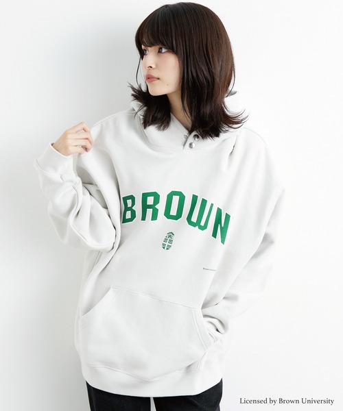 JUNRED（ジュンレッド）の「BROWN UNIVERSITY×JUNRed カレッジロゴプルパーカー（パーカー・メンズ・チャコールグレー/ライトグレー/グリーン・L/M）」の6枚目の写真