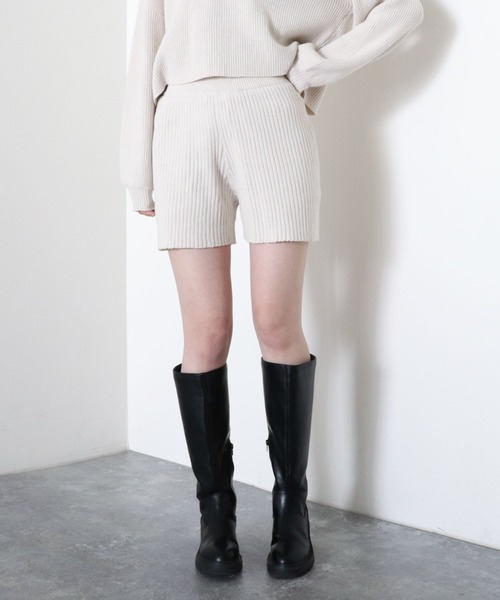 archives(アルシーヴ)の「【setupにも】ニットショートパンツ(その他パンツ・レディース・ブラック/アイボリー/モカ・MEDIUM)」の1枚目の写真