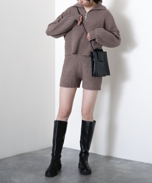 archives(アルシーヴ)の「【setupにも】ニットショートパンツ(その他パンツ・レディース・ブラック/アイボリー/モカ・MEDIUM)」の9枚目の写真