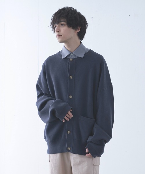Alpinus(アルピナス)の「Alpinus - fluffy loose knit cardigan / フラフィー ルーズニットカーディガン(カーディガン/ボレロ・メンズ・チャコールグレー/グリーン・SMALL/MEDIUM)」の16枚目の写真